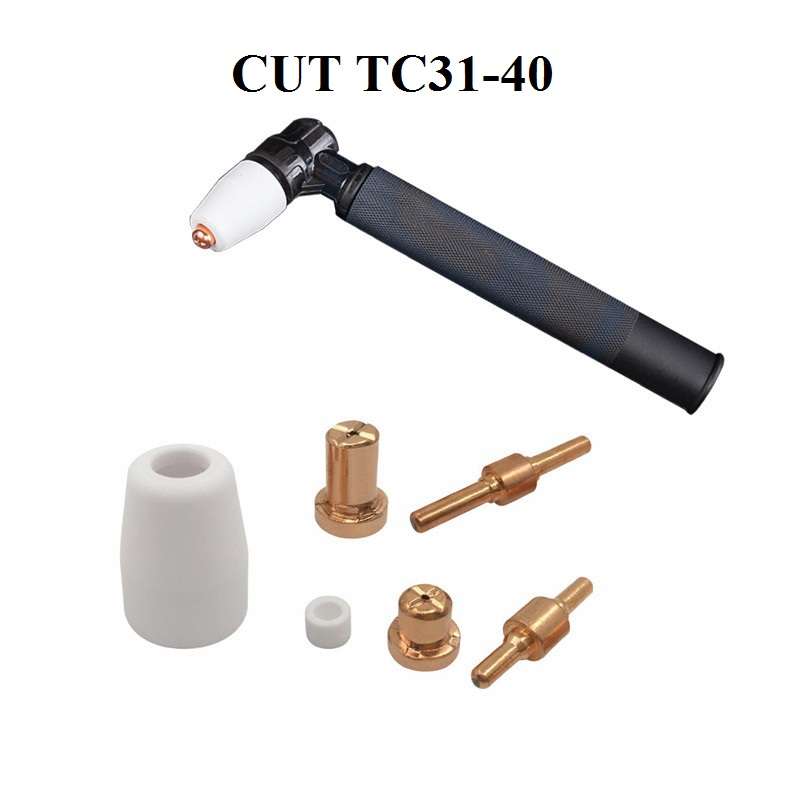 Bép cắt plasma 40A loại ngắn - Bép cắt LGK40 đồng đỏ (chụp bép cắt + điện cực)
